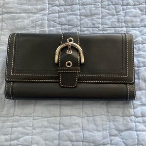 Coach Soho Buckle Tri-Fold Leather Wallet
